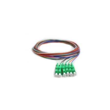 Cable Wholesale Fiber Pigtail, SM, OS2, 6 Fiber, LC/APC, 3M, Green Boot 15F1-02206
